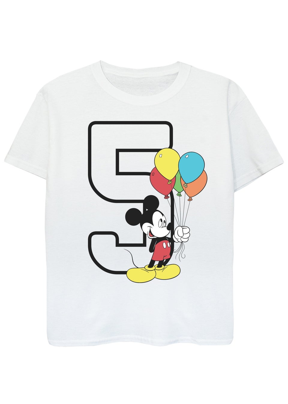 Disney Mickey Mouse 5th Birthday Kids White Graphic T-Shirt (5-8 Years)