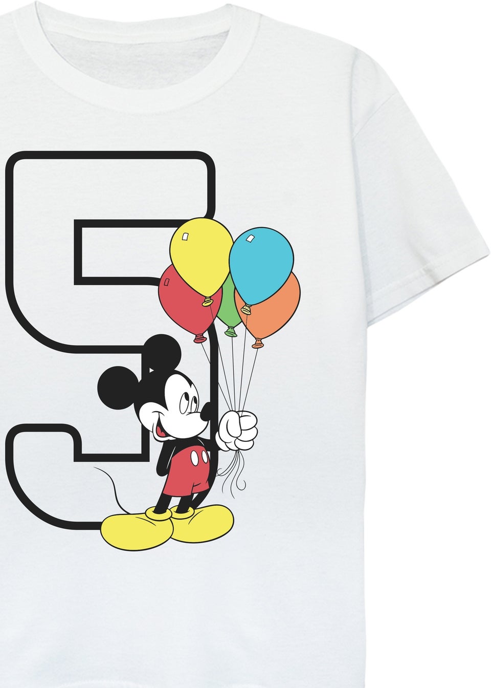 Disney Mickey Mouse 5th Birthday Kids White Graphic T-Shirt (5-8 Years)