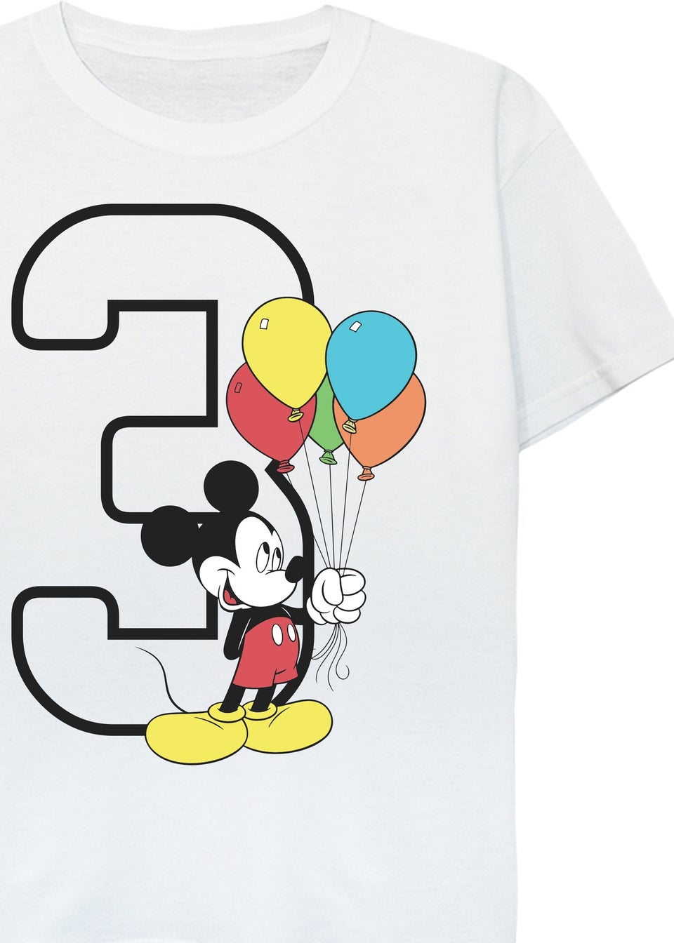 Disney Mickey Mouse 3rd Birthday Kids White Graphic T-Shirt (3-6 Years)