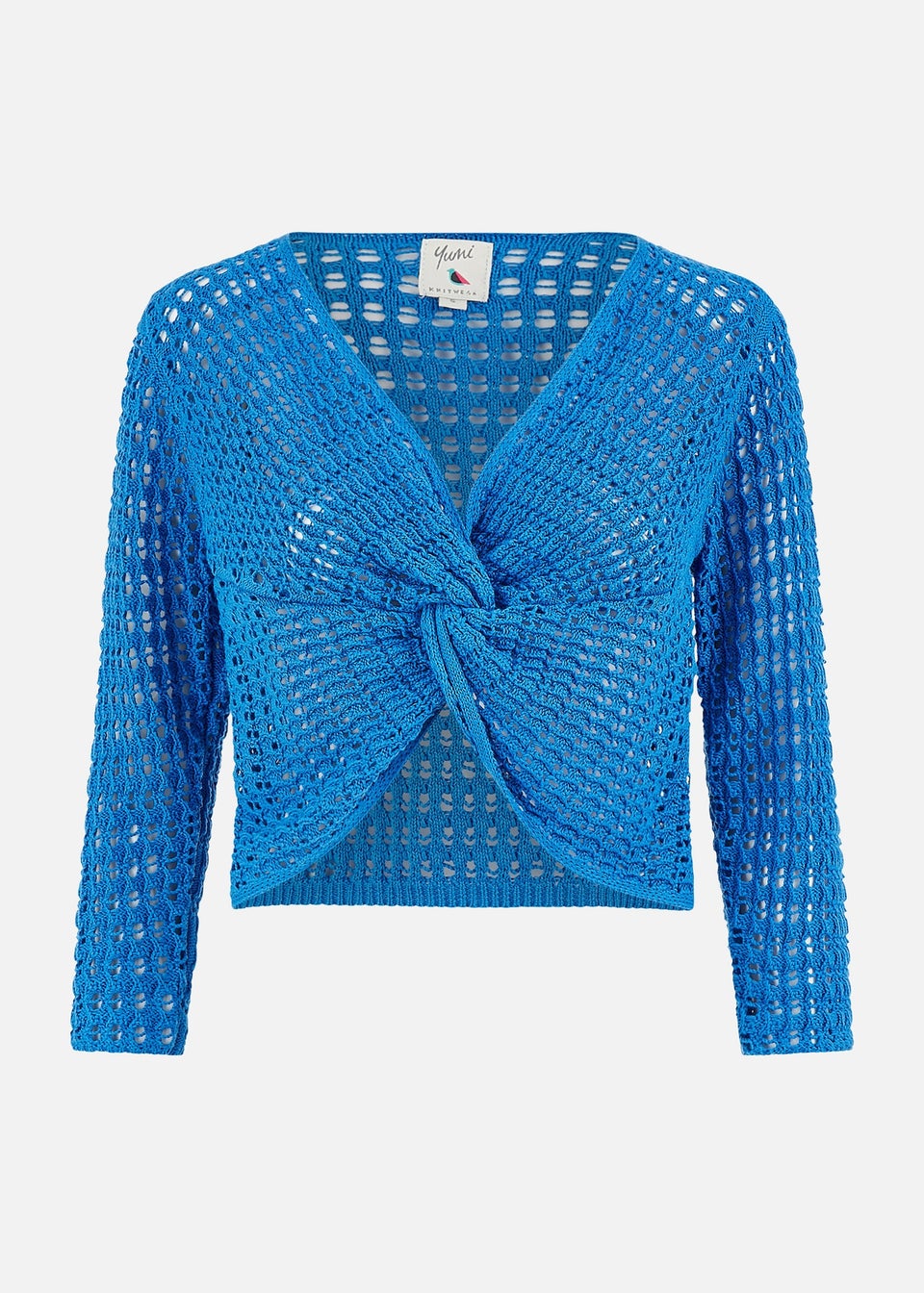 Yumi Blue Cotton Crochet Knitted Top