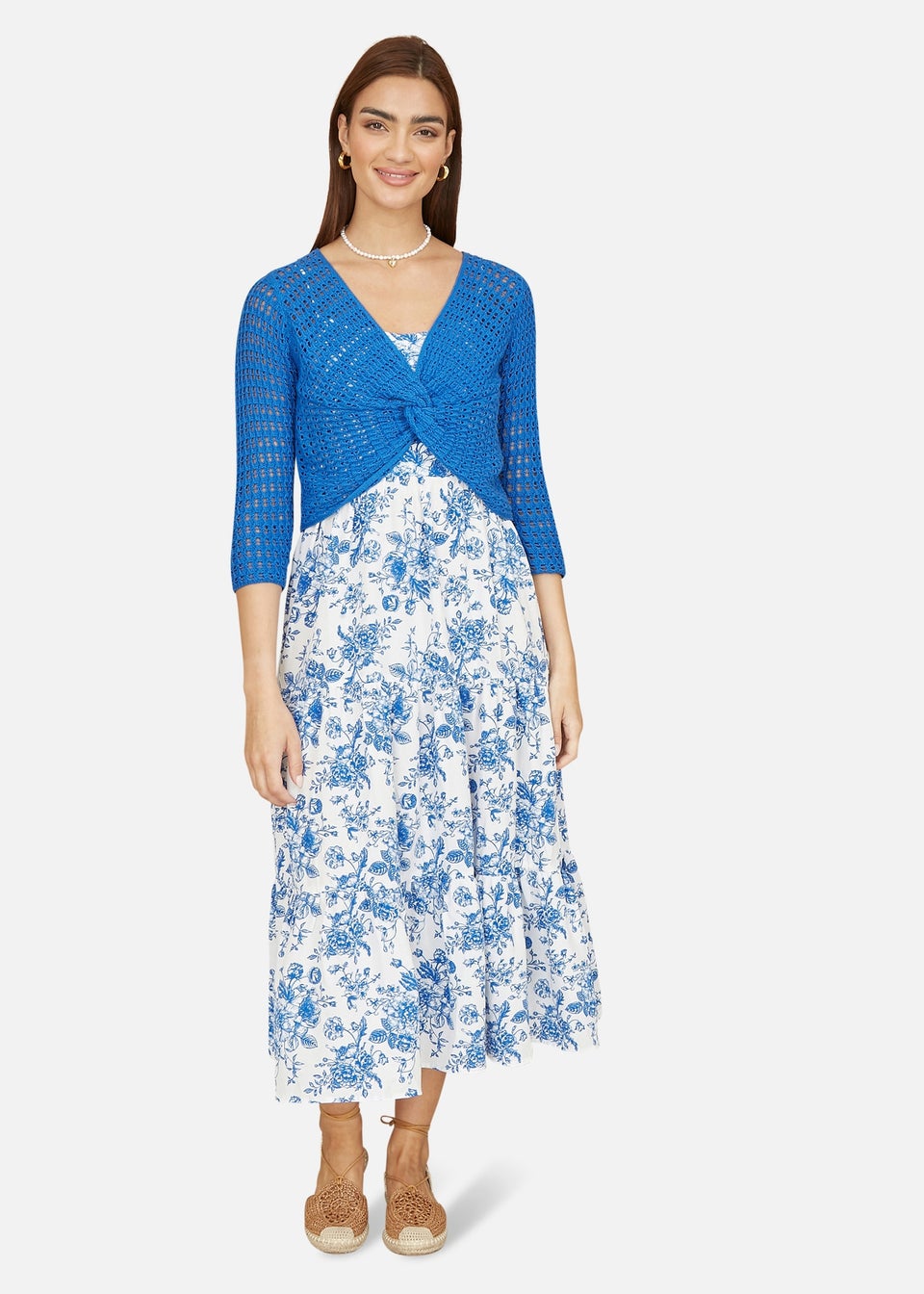 Yumi Blue Cotton Crochet Knitted Top