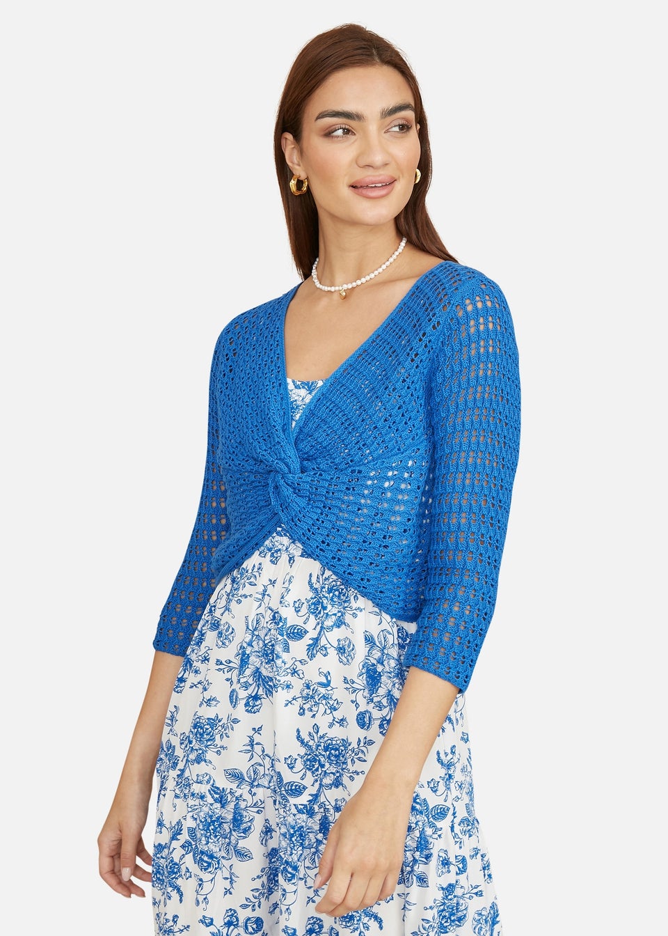 Yumi Blue Cotton Crochet Knitted Top