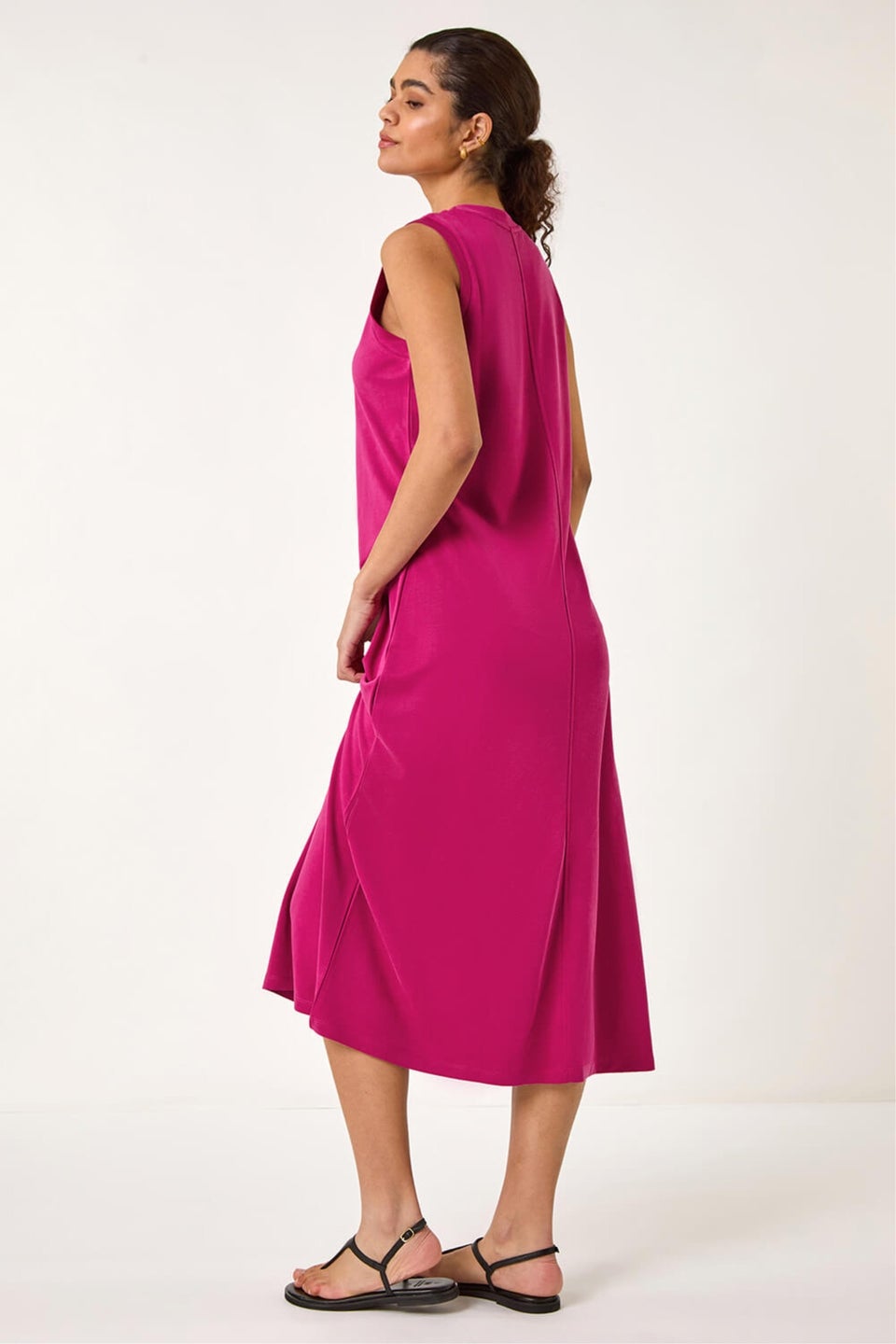 Roman Magenta Sandwash Stretch Midi Dress