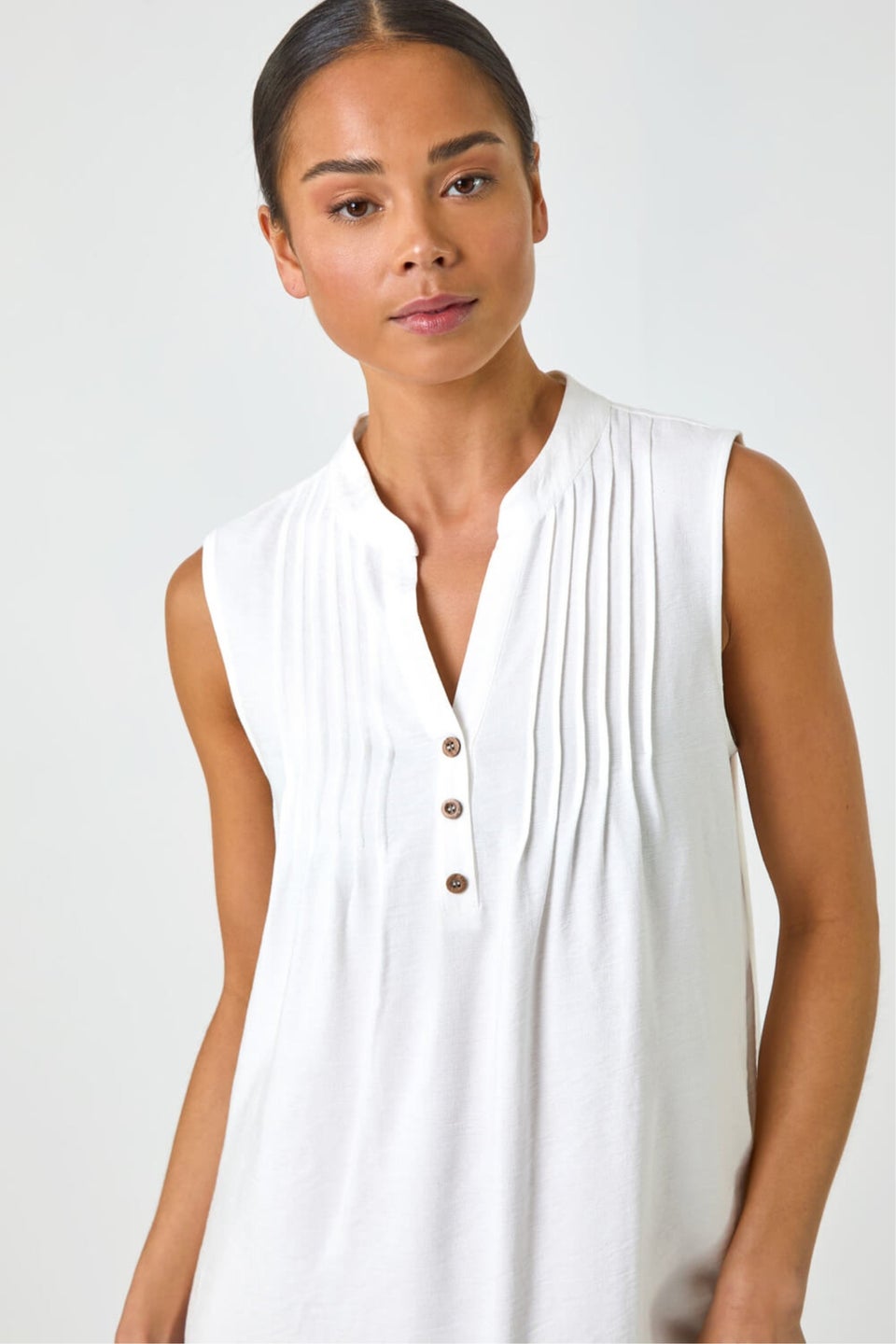Roman White Petite Pintuck Pocket Dress