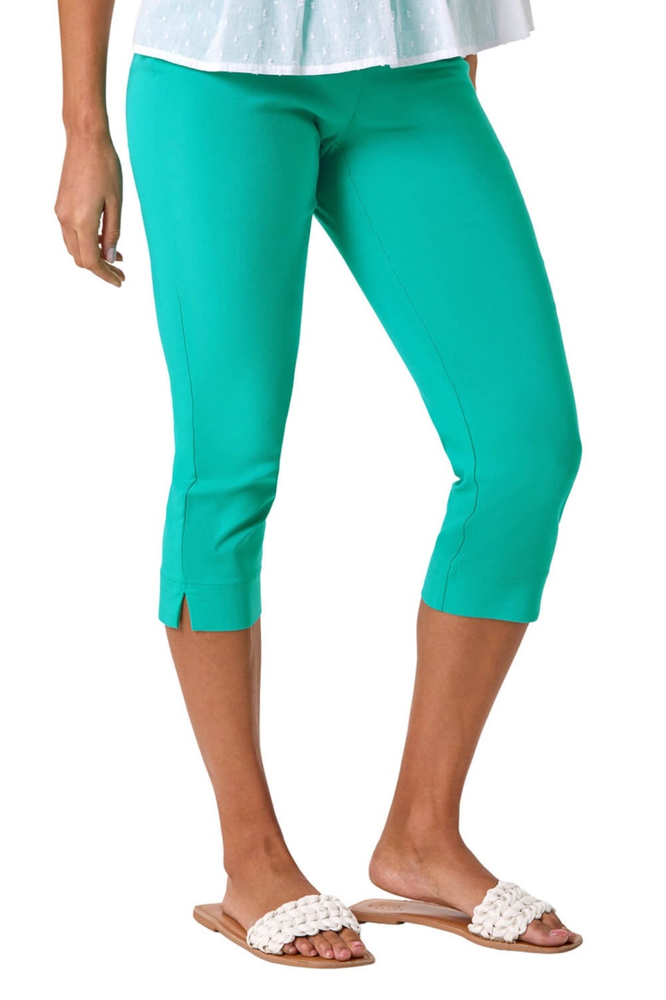 Roman Aqua Cropped Stretch Trousers