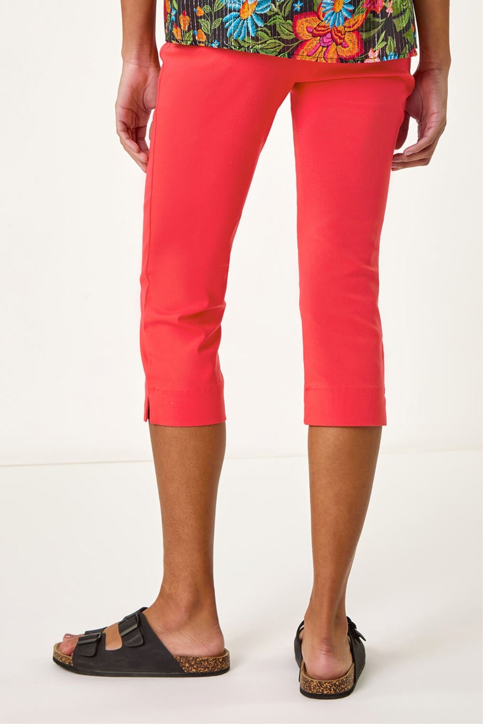 Roman Coral Cropped Stretch Trousers