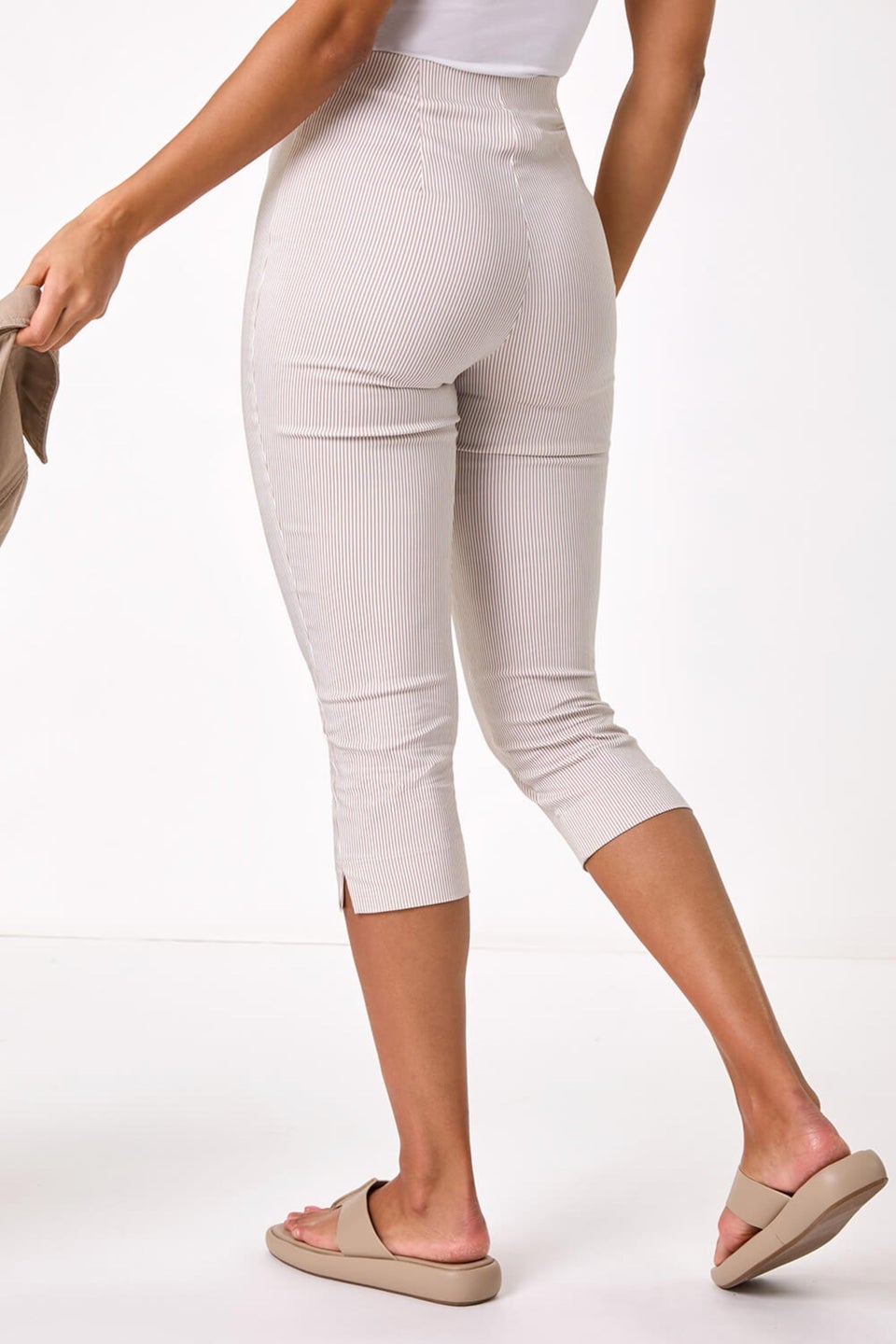 Roman Stone Striped Cropped Stretch Trouser