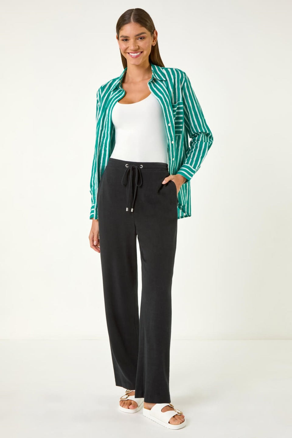 Roman Black Full Length Linen Trousers