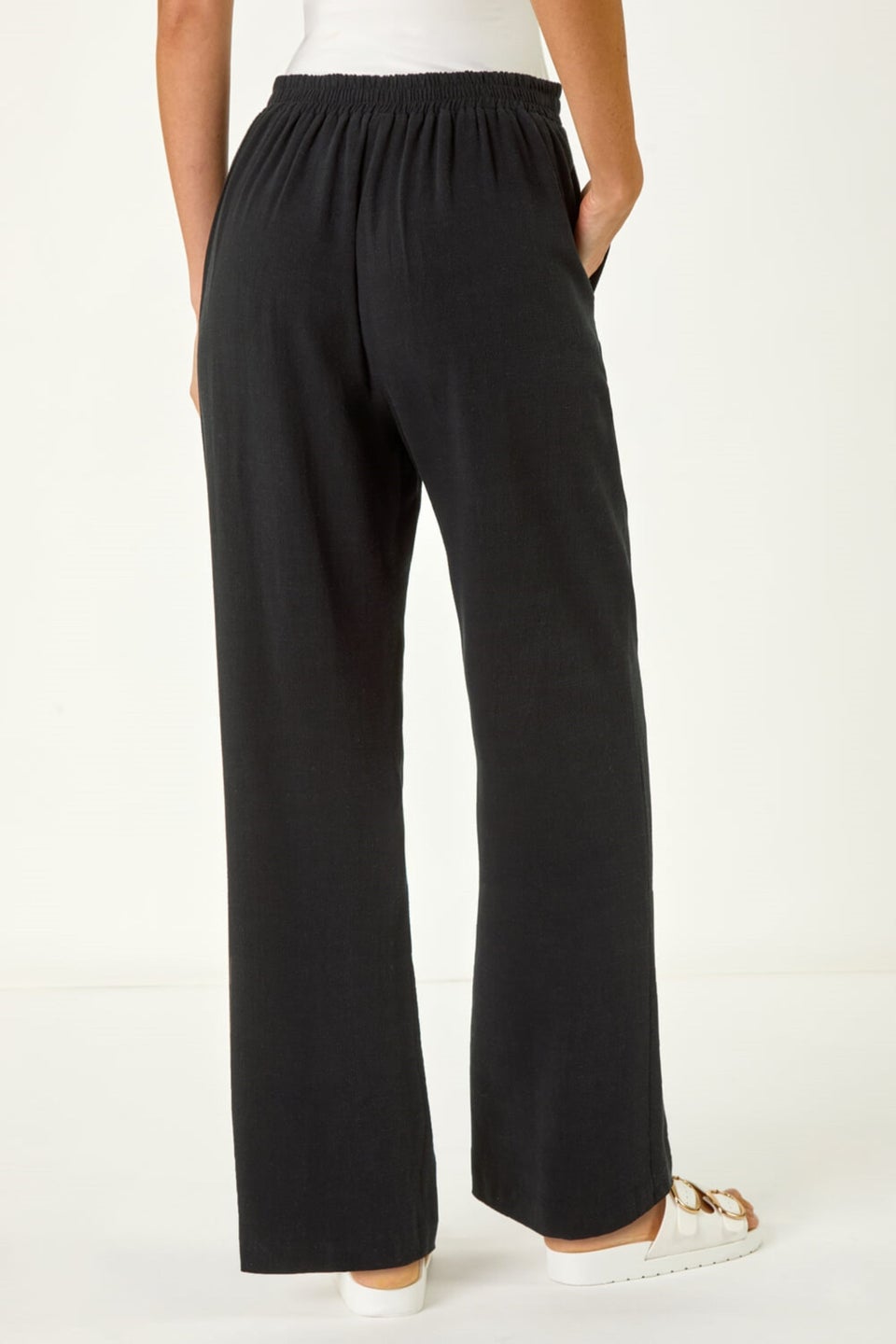 Roman Black Full Length Linen Trousers