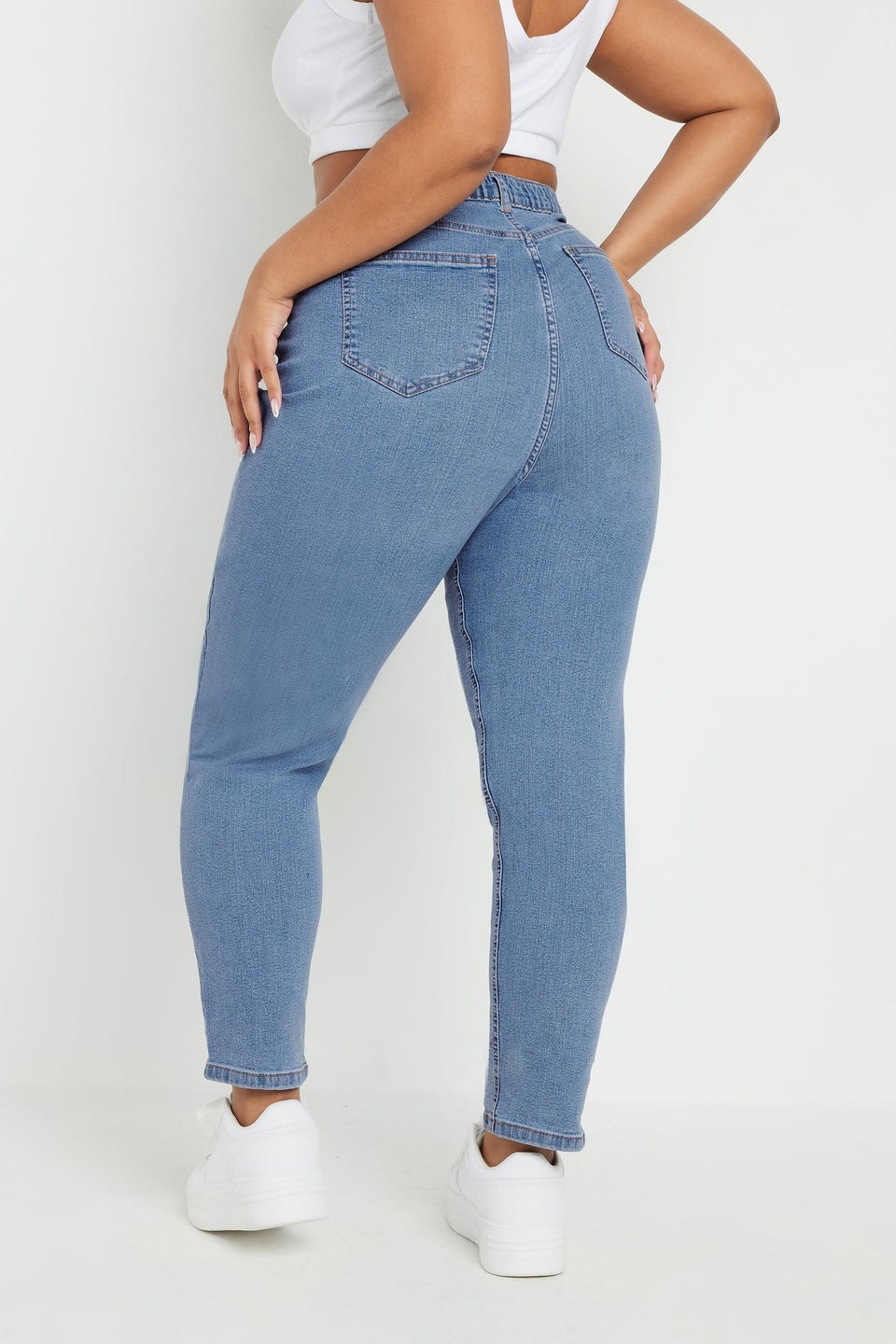 Yours Curve Light Blue Wash Mom Jeans