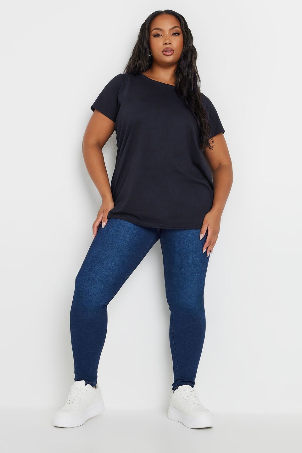 Yours 3 Pack Curve Navy Blue & Black Core T Shirts