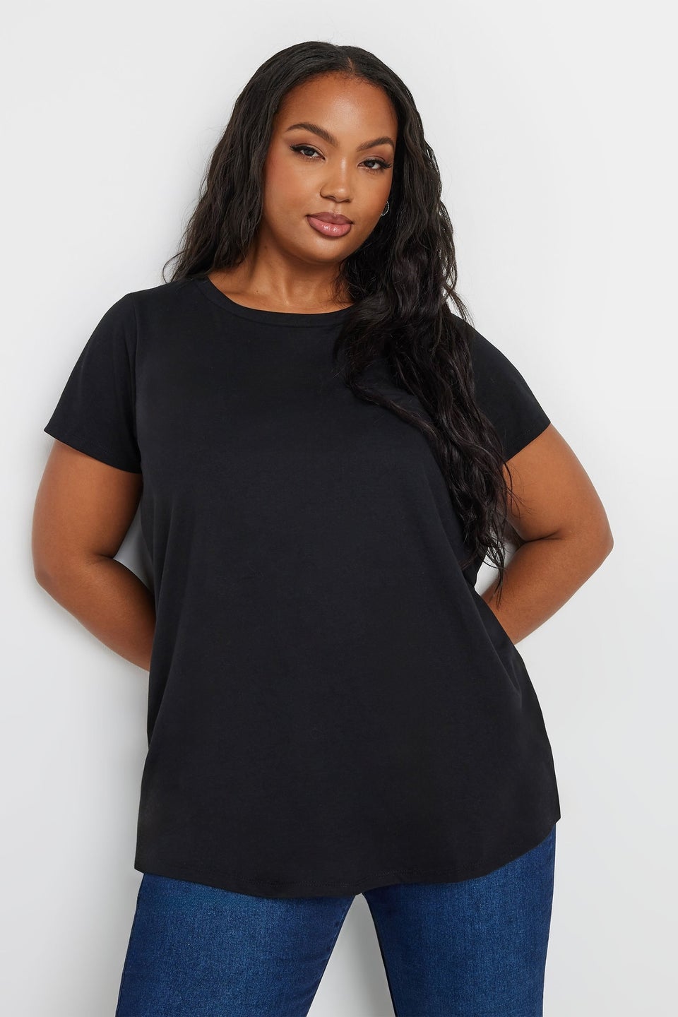Yours 3 Pack Curve Navy Blue & Black Core T Shirts