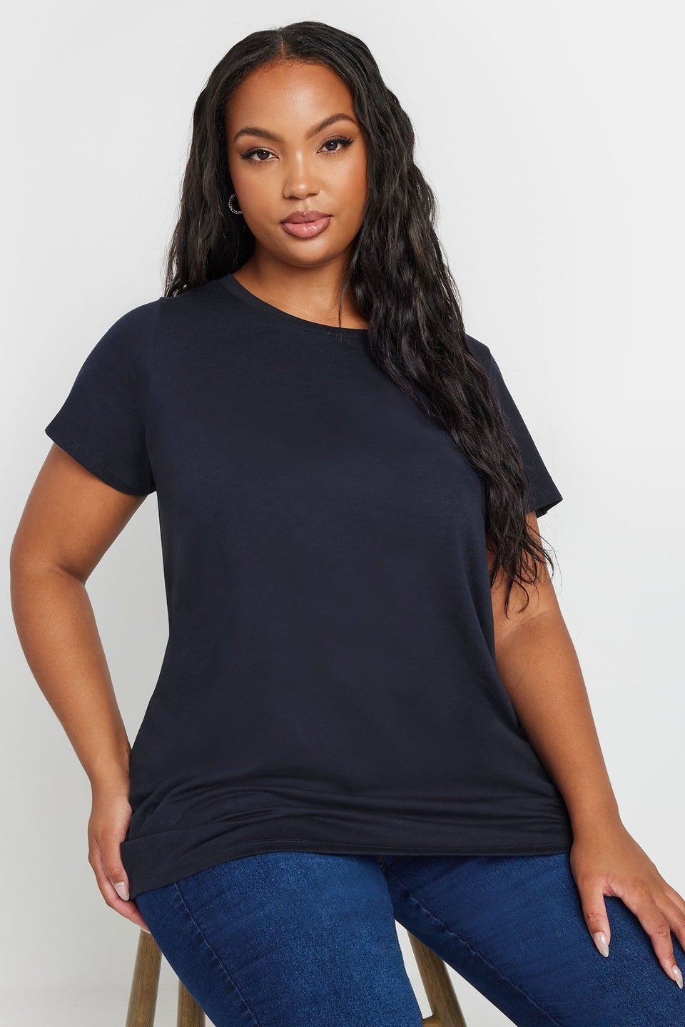 Yours 3 Pack Curve Navy Blue & Black Core T Shirts