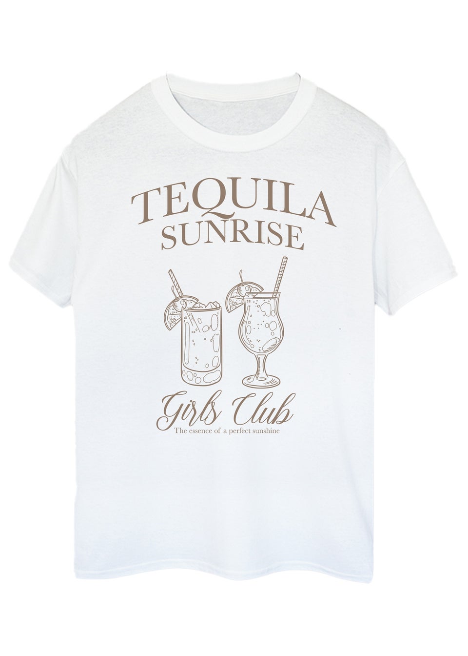 Brands In Tequila Sunrise Girls Club White Boyfriend Fit Graphic T-Shirt