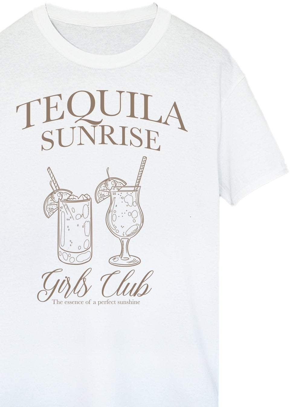 Brands In Tequila Sunrise Girls Club White Boyfriend Fit Graphic T-Shirt
