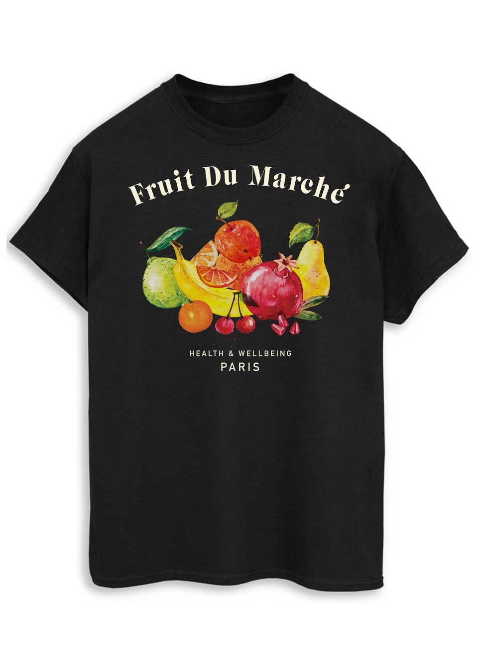Brands In Fruit Du Marche Black Boyfriend Fit T-Shirt