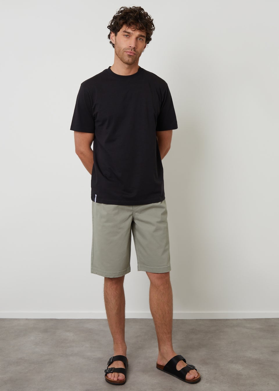 Threadbare Soft Green Pleated Relaxed Fit Stretch Chino Shorts