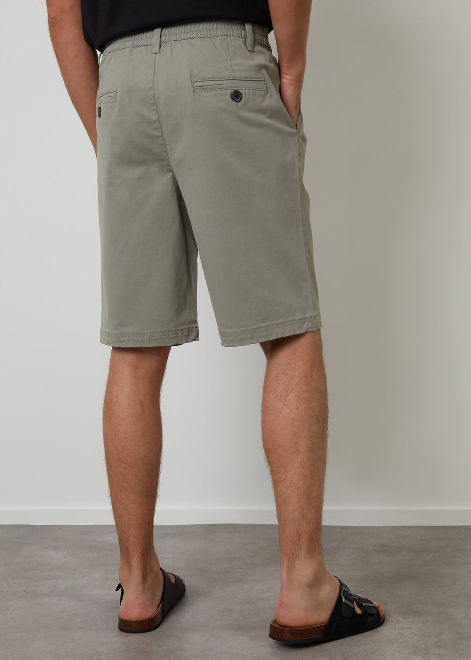 Threadbare Soft Green Pleated Relaxed Fit Stretch Chino Shorts