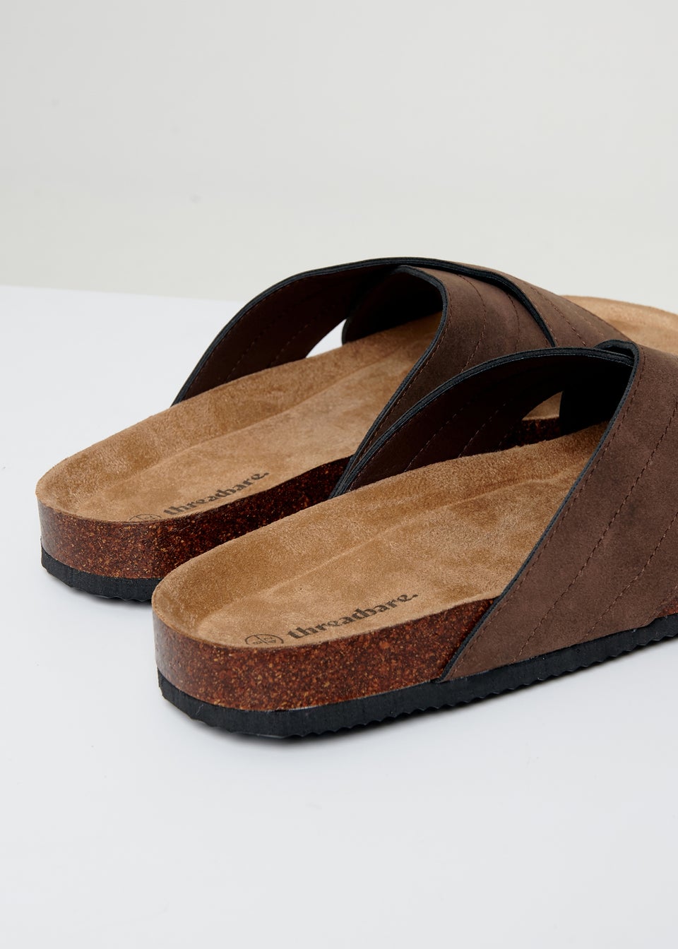 Threadbare Chocolate Faux Suede Cross Strap Sandals