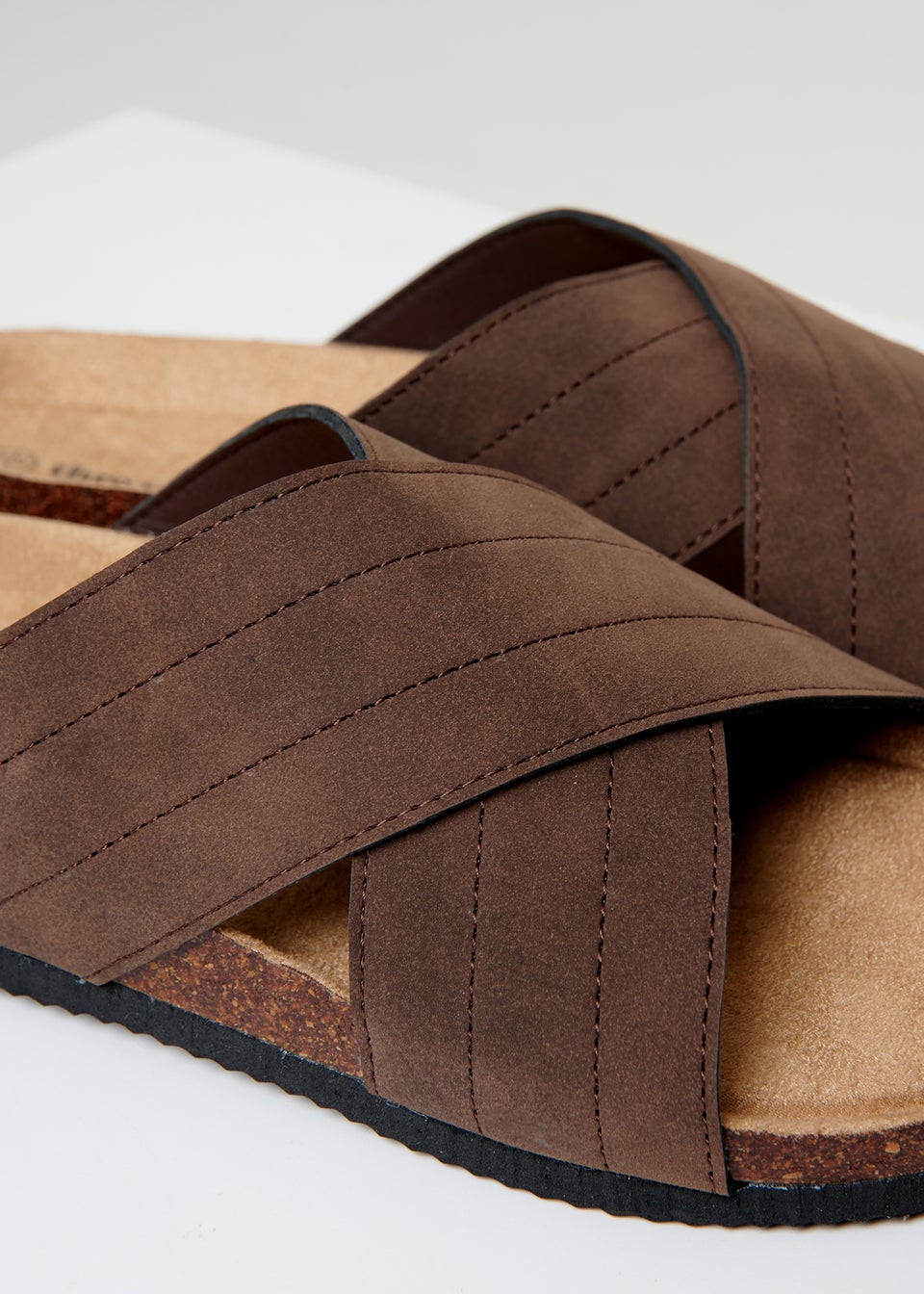 Threadbare Chocolate Faux Suede Cross Strap Sandals