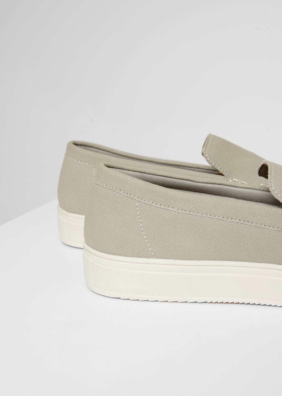 Threadbare Grey Textured Slip On Loafers