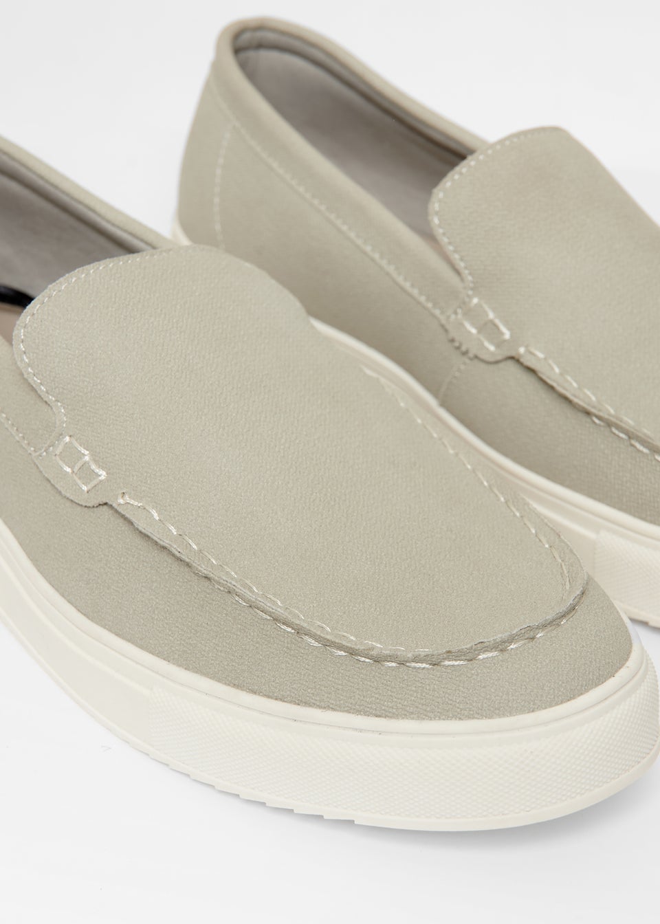Threadbare Grey Textured Slip On Loafers