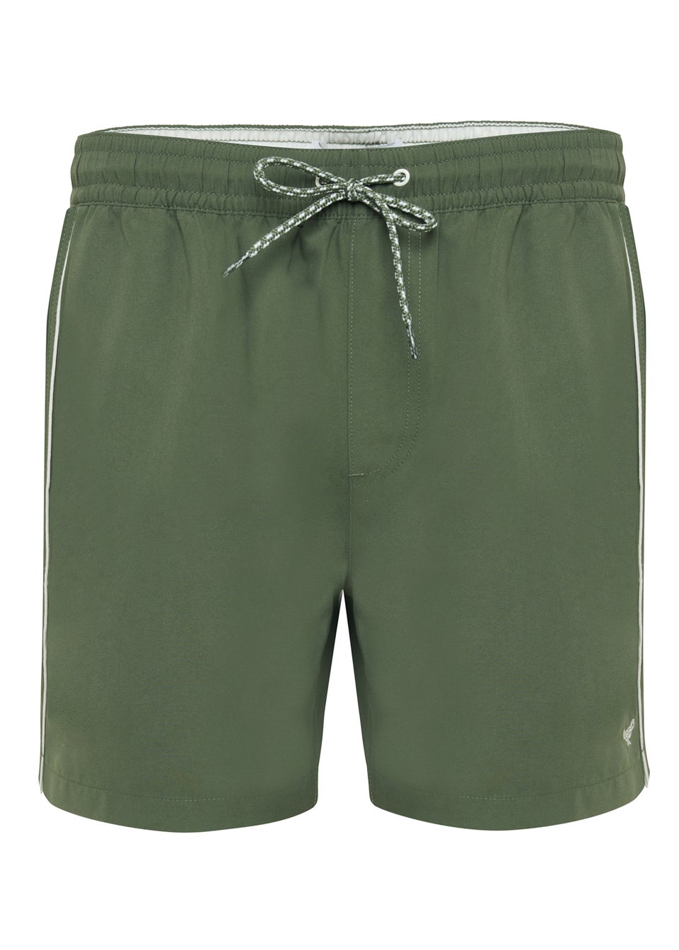 Threadbare Olive Swim Shorts with Contrast Piping