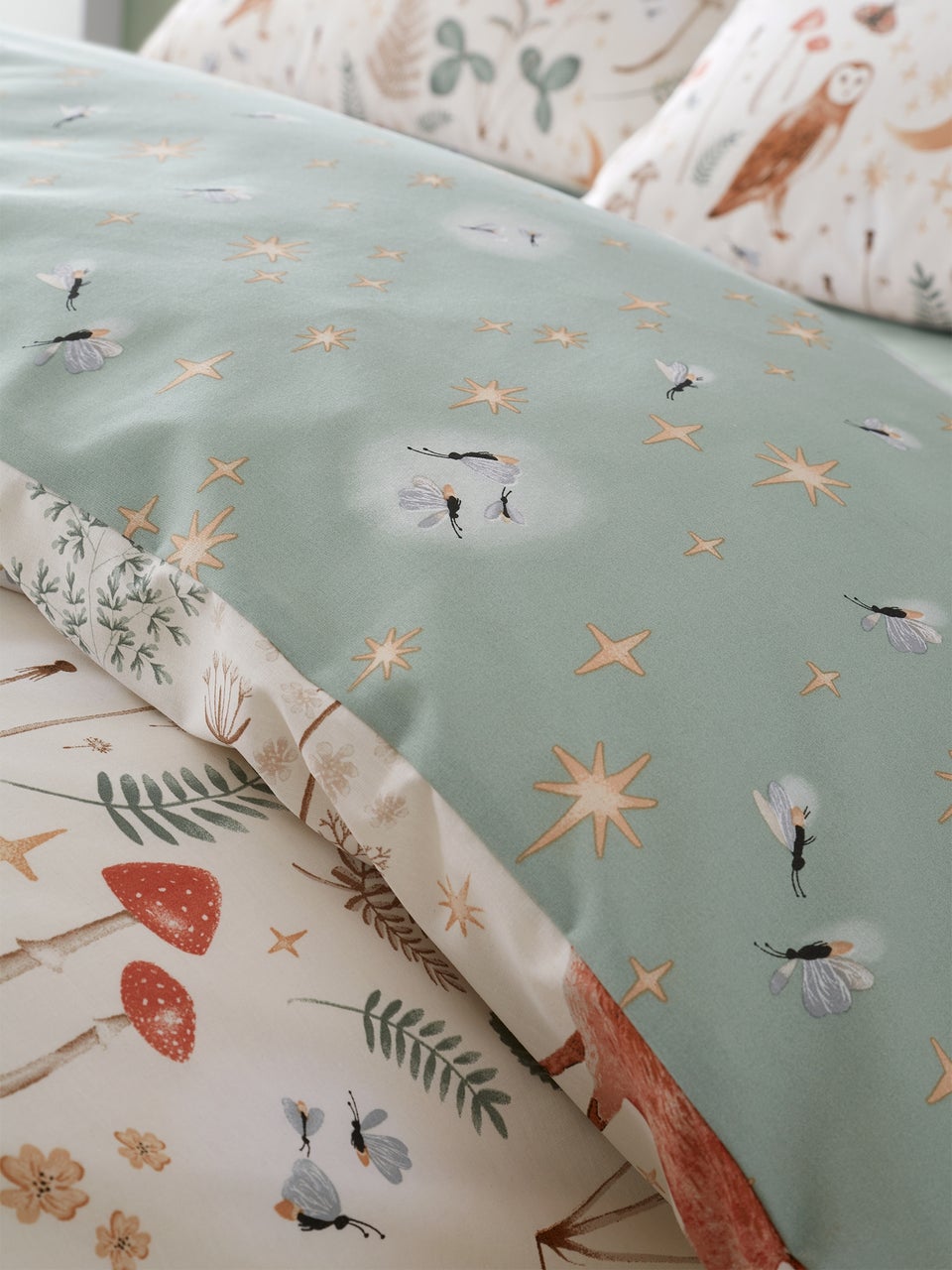 Catherine Lansfield Natural Enchanted Twilight Animals Reversible Duvet Cover Set with Pillowcases