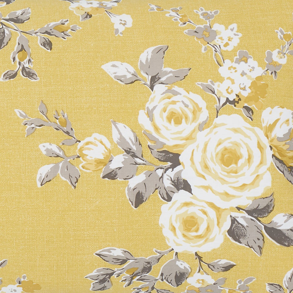 Catherine Lansfield Ochre Yellow Canterbury Floral Reversible Duvet Cover Set with Pillowcases