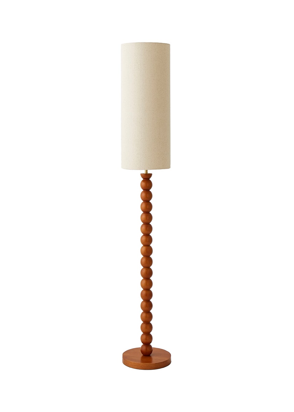 ValueLights Wyatt Linen Tall Lamp Shade Walnut Wood Bobbin Floor Lamp