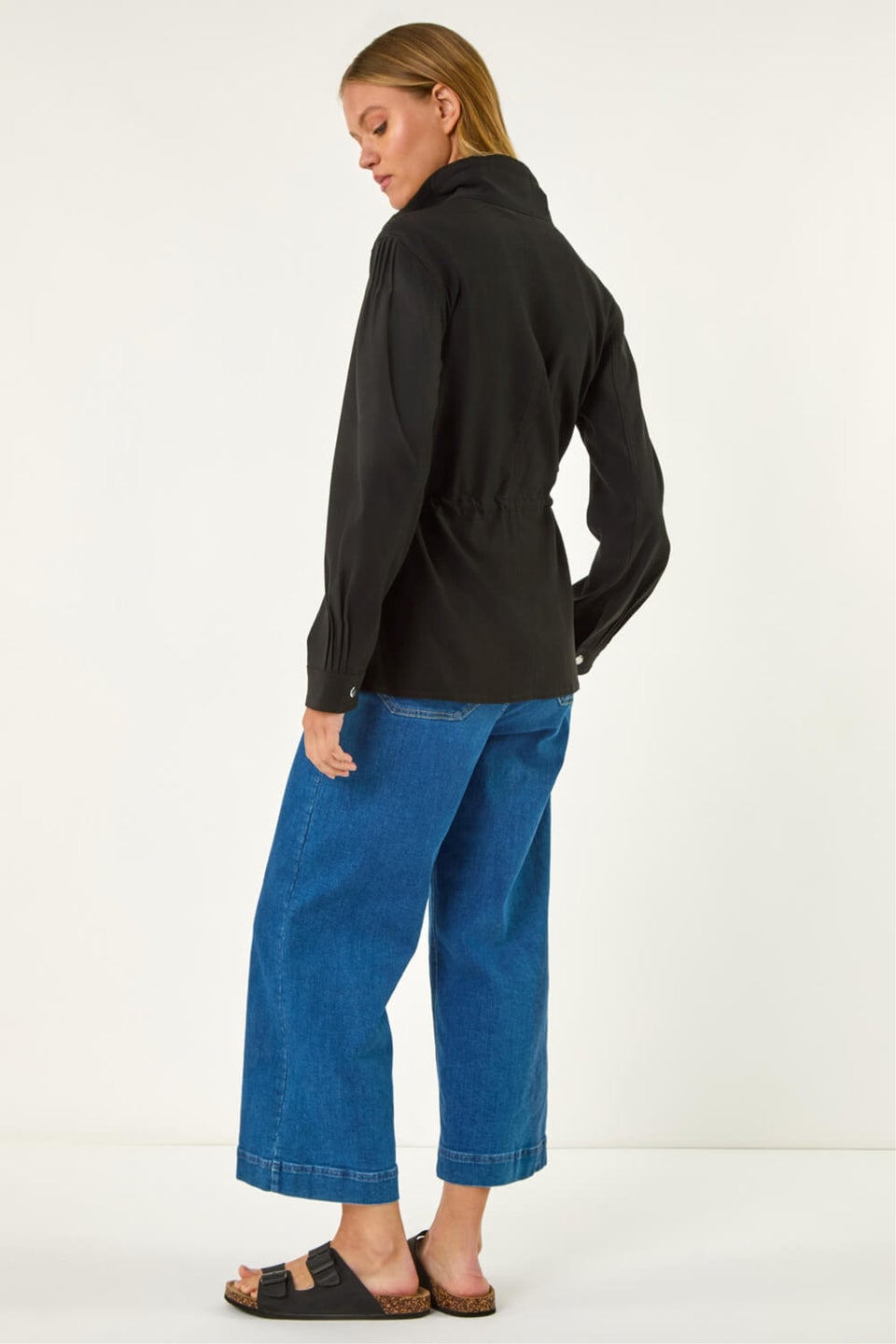 Roman Black Buttoned Safari Jacket