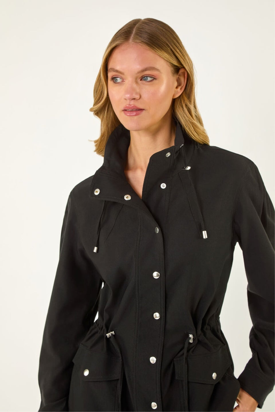 Roman Black Buttoned Safari Jacket