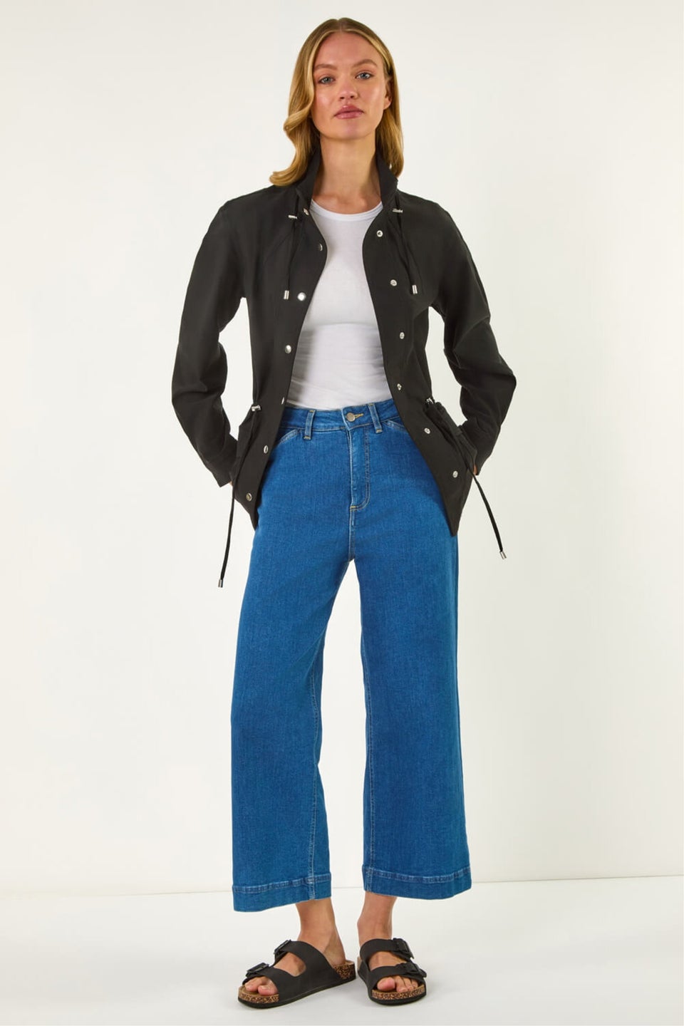 Roman Black Buttoned Safari Jacket