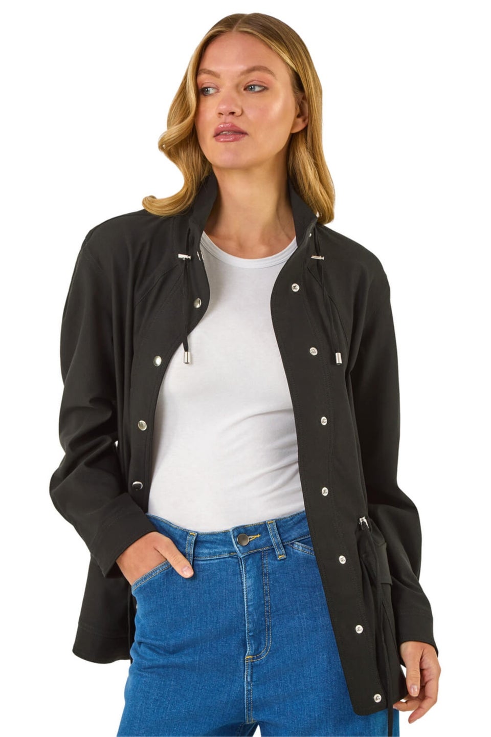 Roman Black Buttoned Safari Jacket
