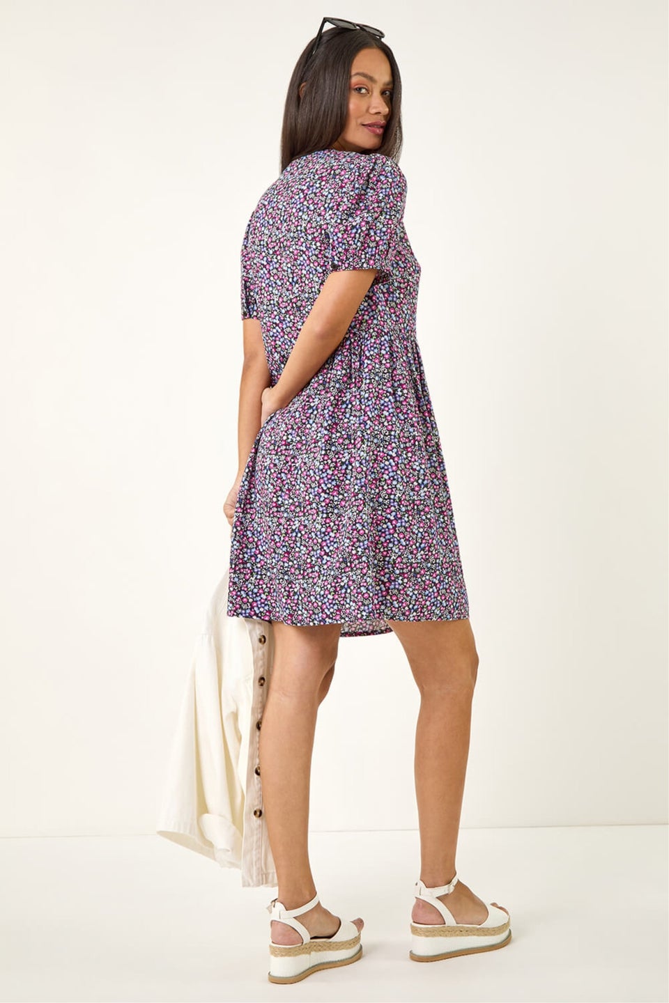 Dusk Purple Dusk Floral Button Down Dress