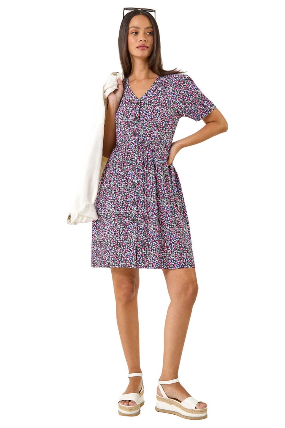 Dusk Purple Dusk Floral Button Down Dress