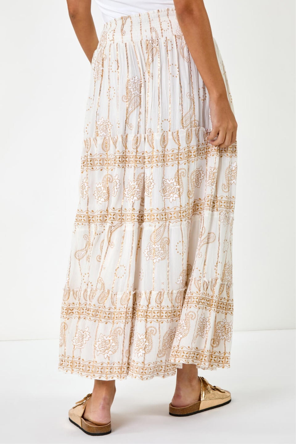 Dusk White Dusk Paisley Print A-Line Maxi Skirt