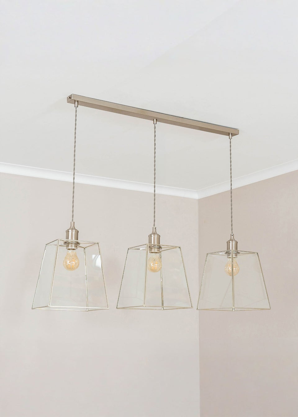 ValueLights Susie Glass Lantern Lamp Shade 3 Drop Diner Ceiling Pendant Light