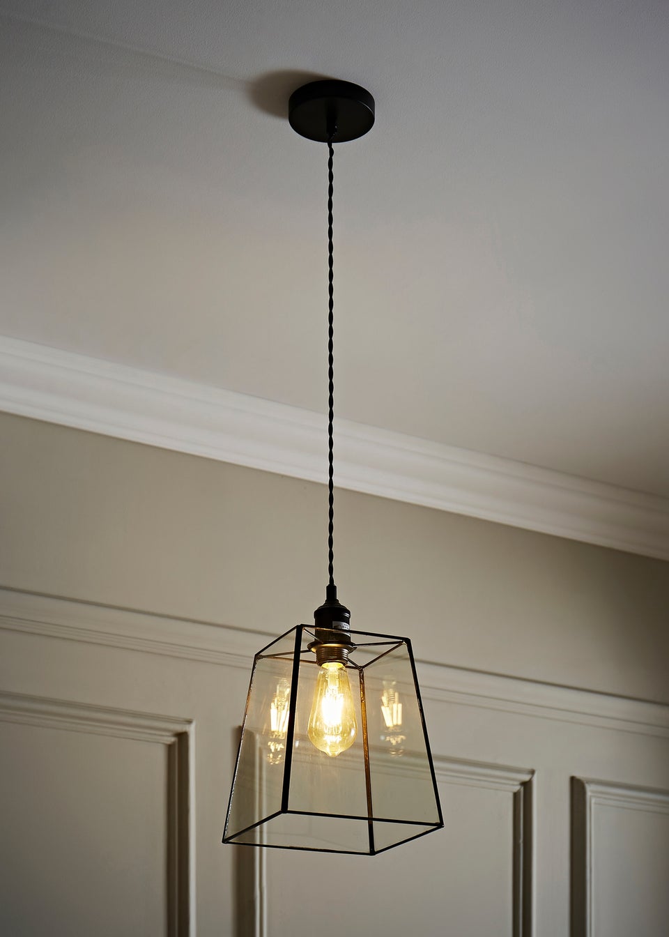 ValueLights Susie Glass Lantern Lamp Shade Matte Single Ceiling Pendant Light