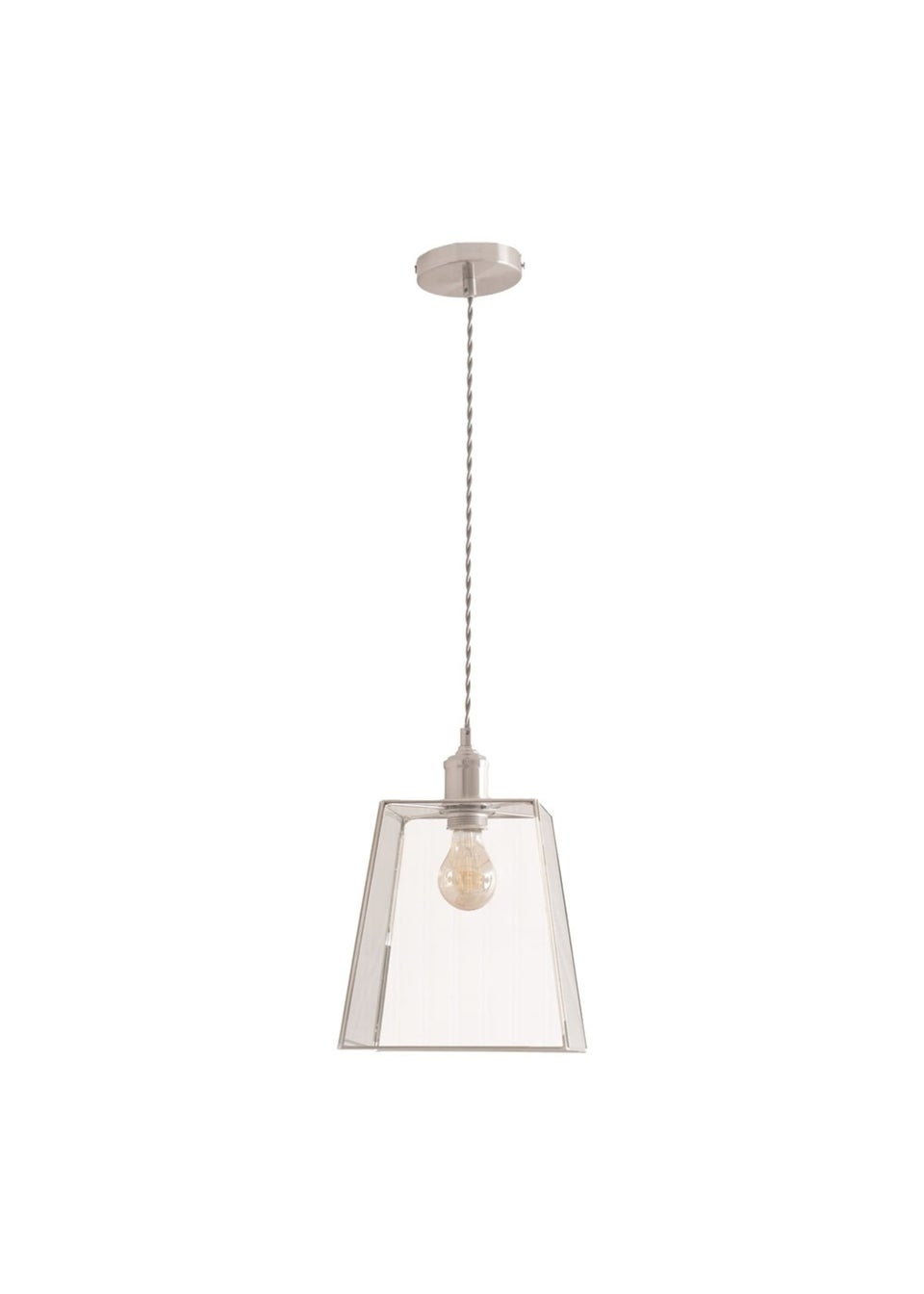 ValueLights Susie Glass Lantern Lamp Shade Brushed Chrome Single Ceiling Pendant Light