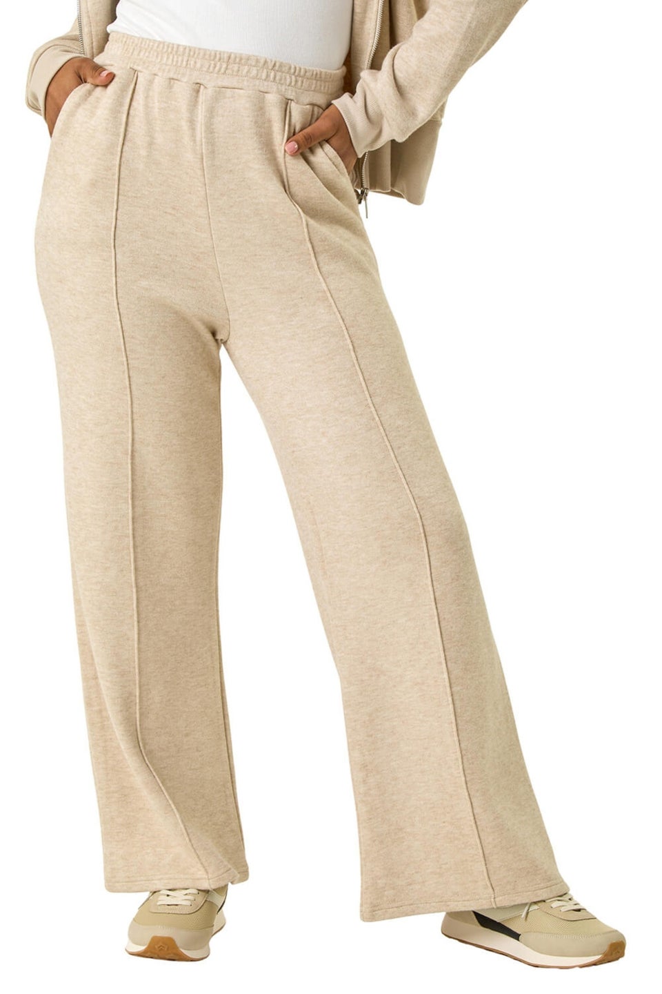 Roman Beige Petite Pintuck Stretch Trouser