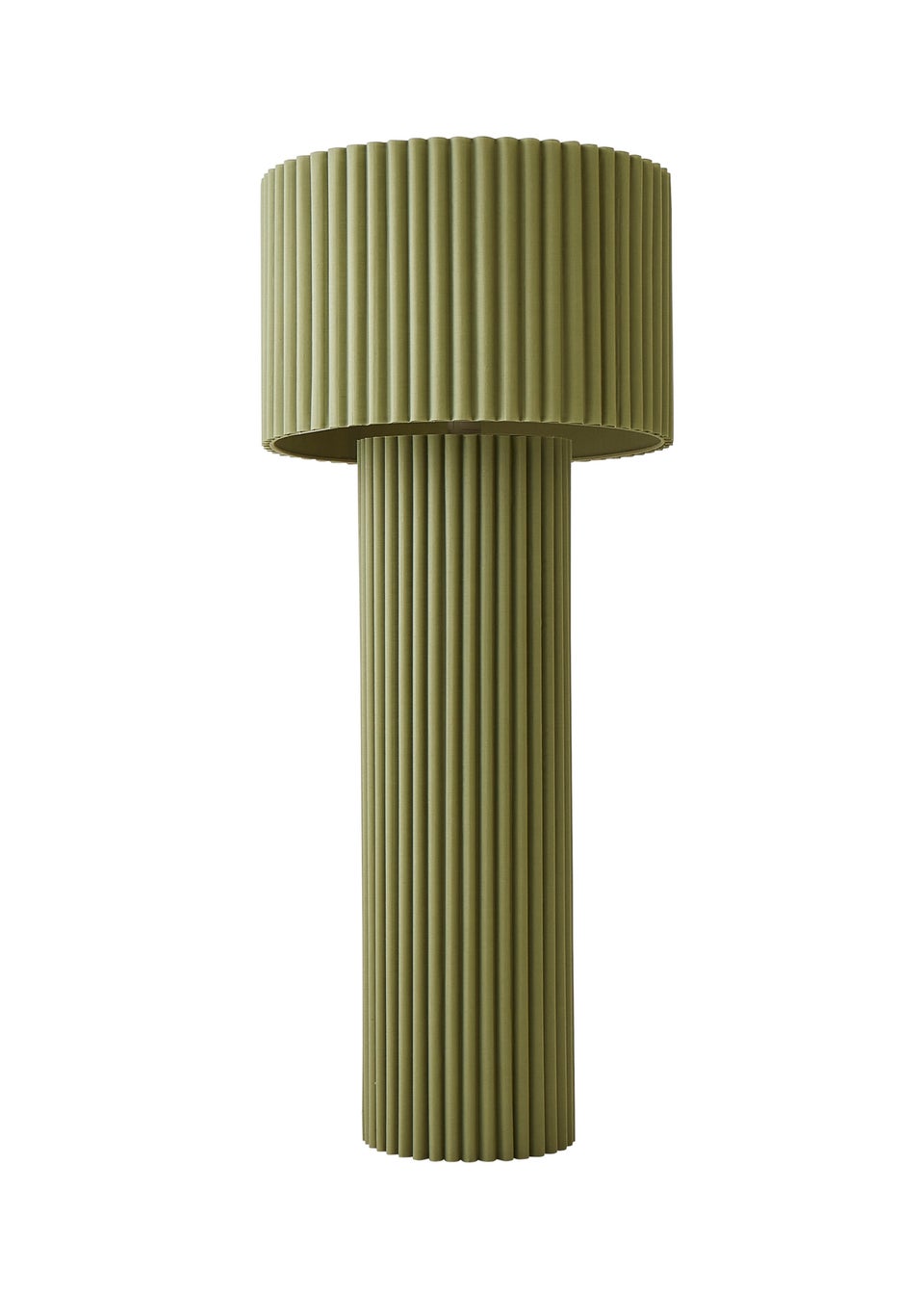 ValueLights Lenny Drum Lamp Shade Colour Drench Ribbed Fabric Midi Floor Lamp