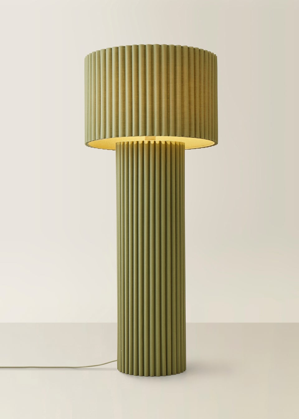 ValueLights Lenny Drum Lamp Shade Colour Drench Ribbed Fabric Midi Floor Lamp
