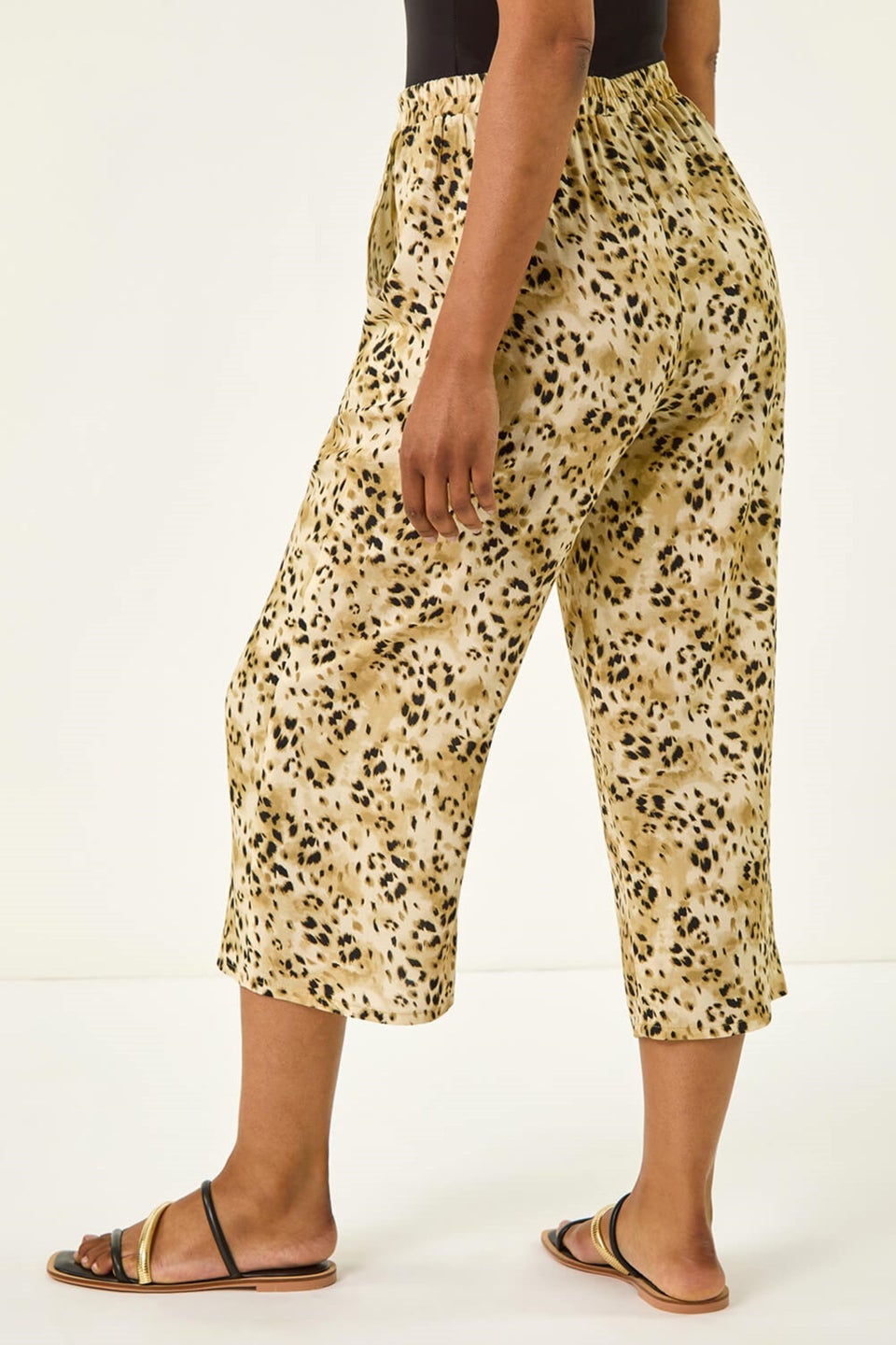 Roman Stone Petite Animal Print Cropped Trouser