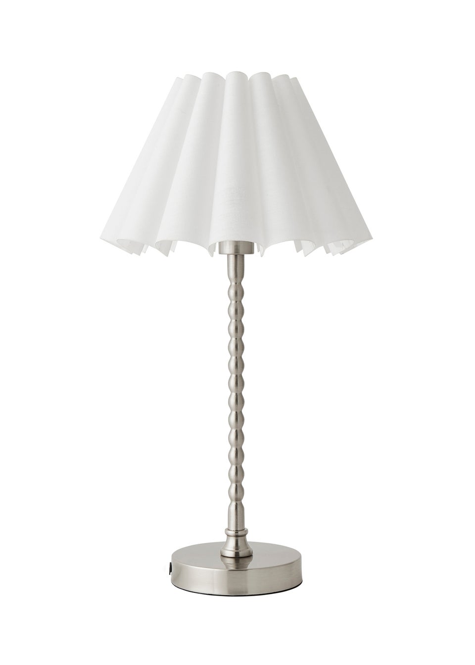 ValueLights Maeve White Scallop Pleated Taper Shade Bobbin Bobbles Table Lamp