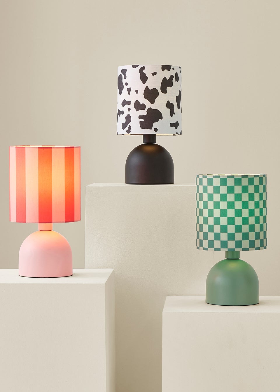 ValueLights Miley Cow Print Drum Lamp Shade Matte Black Table Lamp