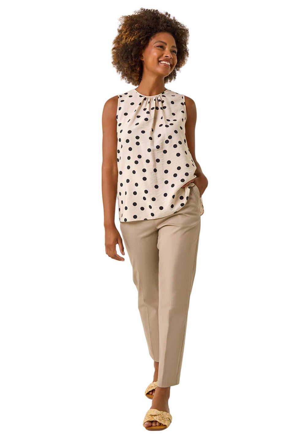 Roman Stone Spot Print Tie Detail Vest Top
