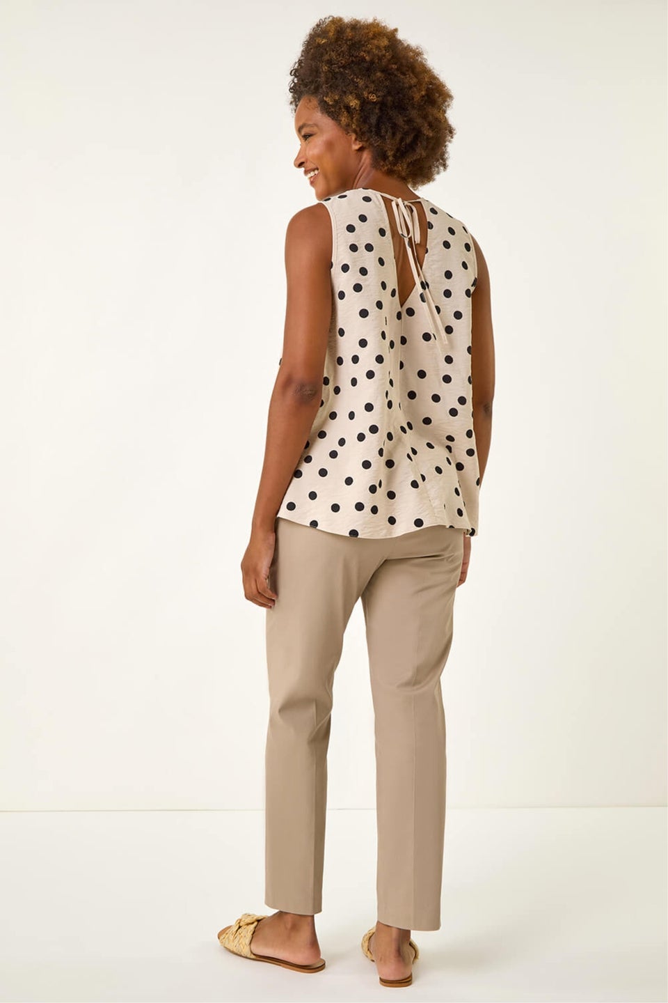 Roman Stone Spot Print Tie Detail Vest Top