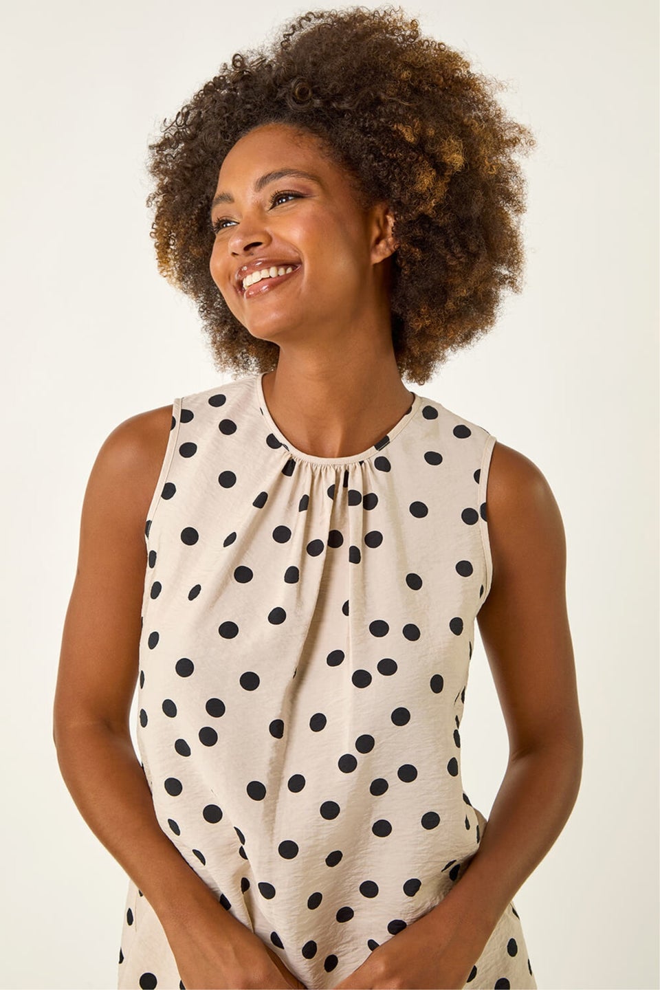 Roman Stone Spot Print Tie Detail Vest Top