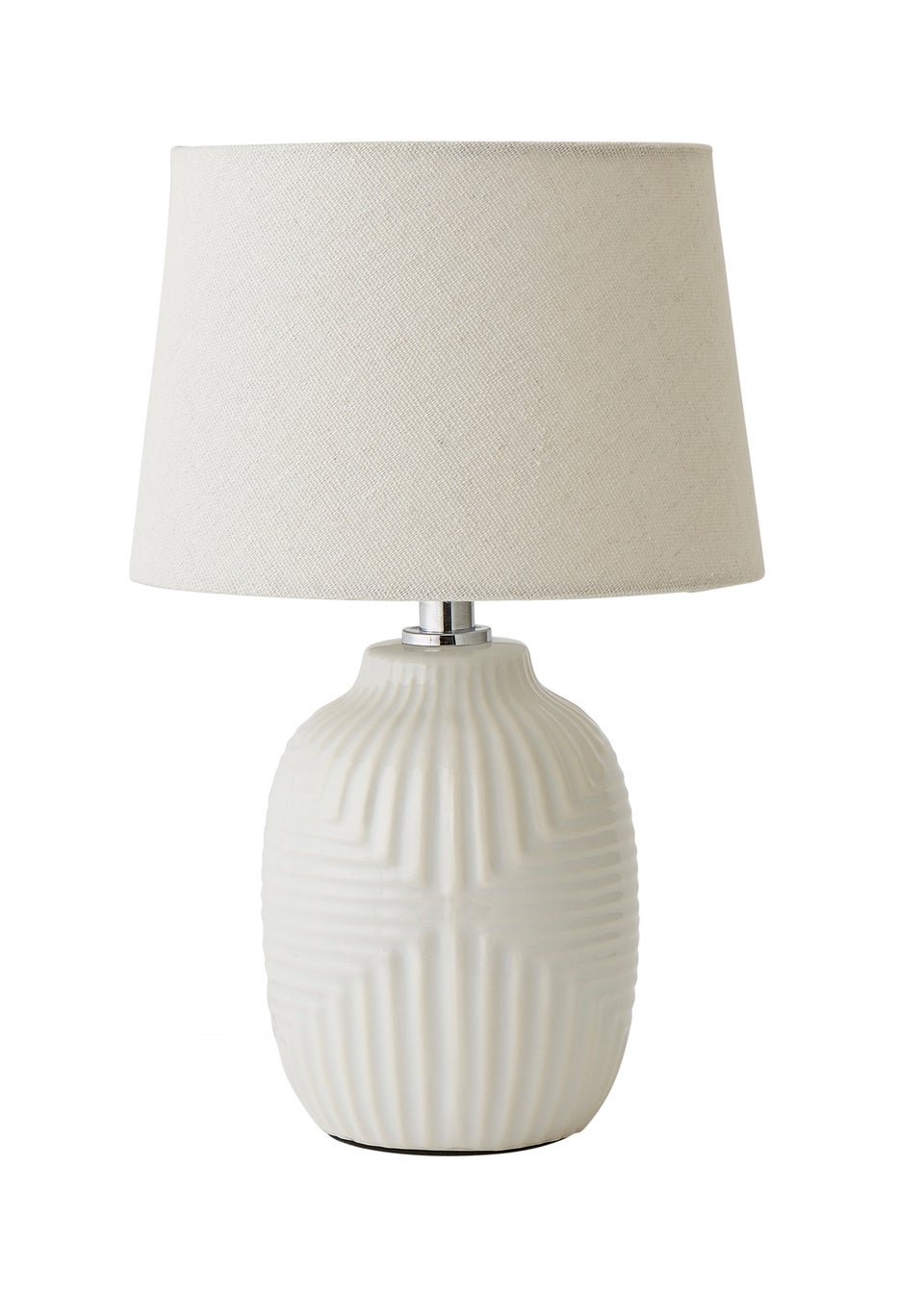 ValueLights Harrison Tapered Lamp Shade Geometric Ribbed Pattern Gloss Small Table Lamp